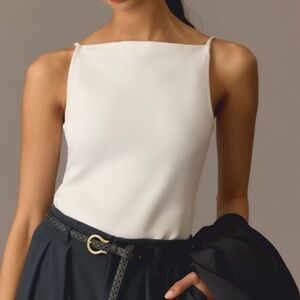 Anthropologie boat neck tank top, cream